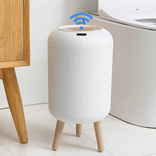 Automatic Trash Can with Lid, Small Plastic Smart Trash Can, Motion Sensor Trash Can for Bedroom, Bathroom, Kitchen, Office
